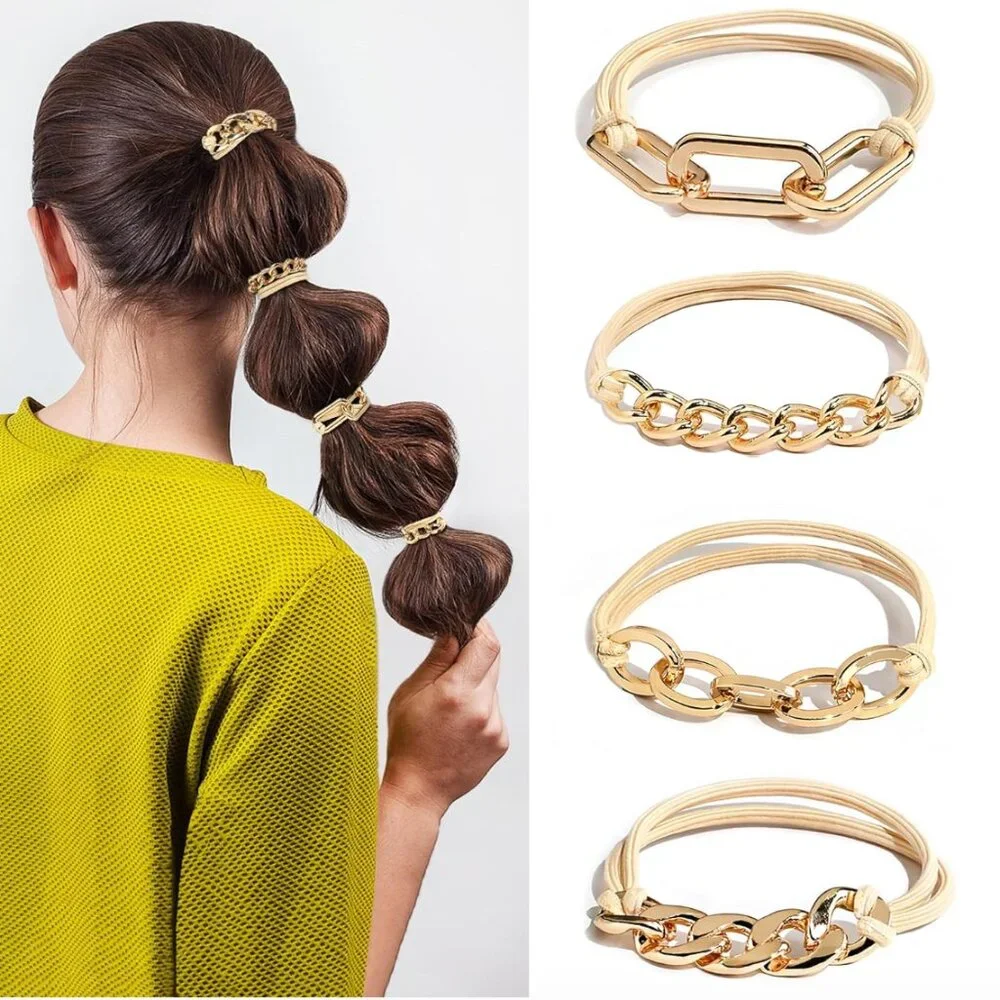 4-Pack Gold Hair Ties